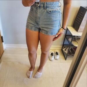 High Rise 26 inch Blue Denim Shorts